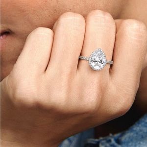 PANDORA Sparkling Teardrop Halo Ring CZ